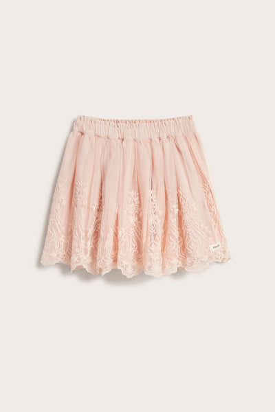 Baby & kids' pink embroidered mesh skirt