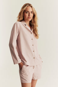 Women's pink striped pyjamas set