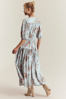 Women's blue floral viscose dress