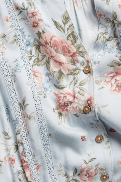 Women's blue floral viscose dress