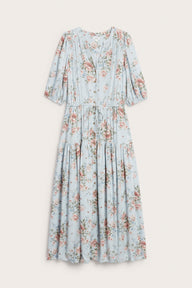 Women's blue floral viscose dress