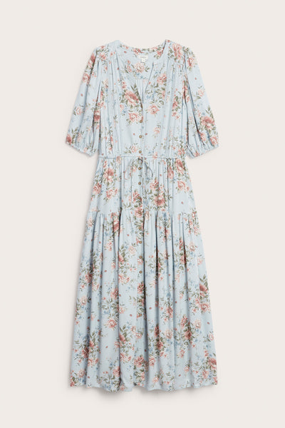 Women's blue floral viscose dress