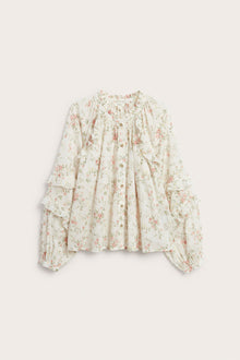Women’s white floral blouse with frill