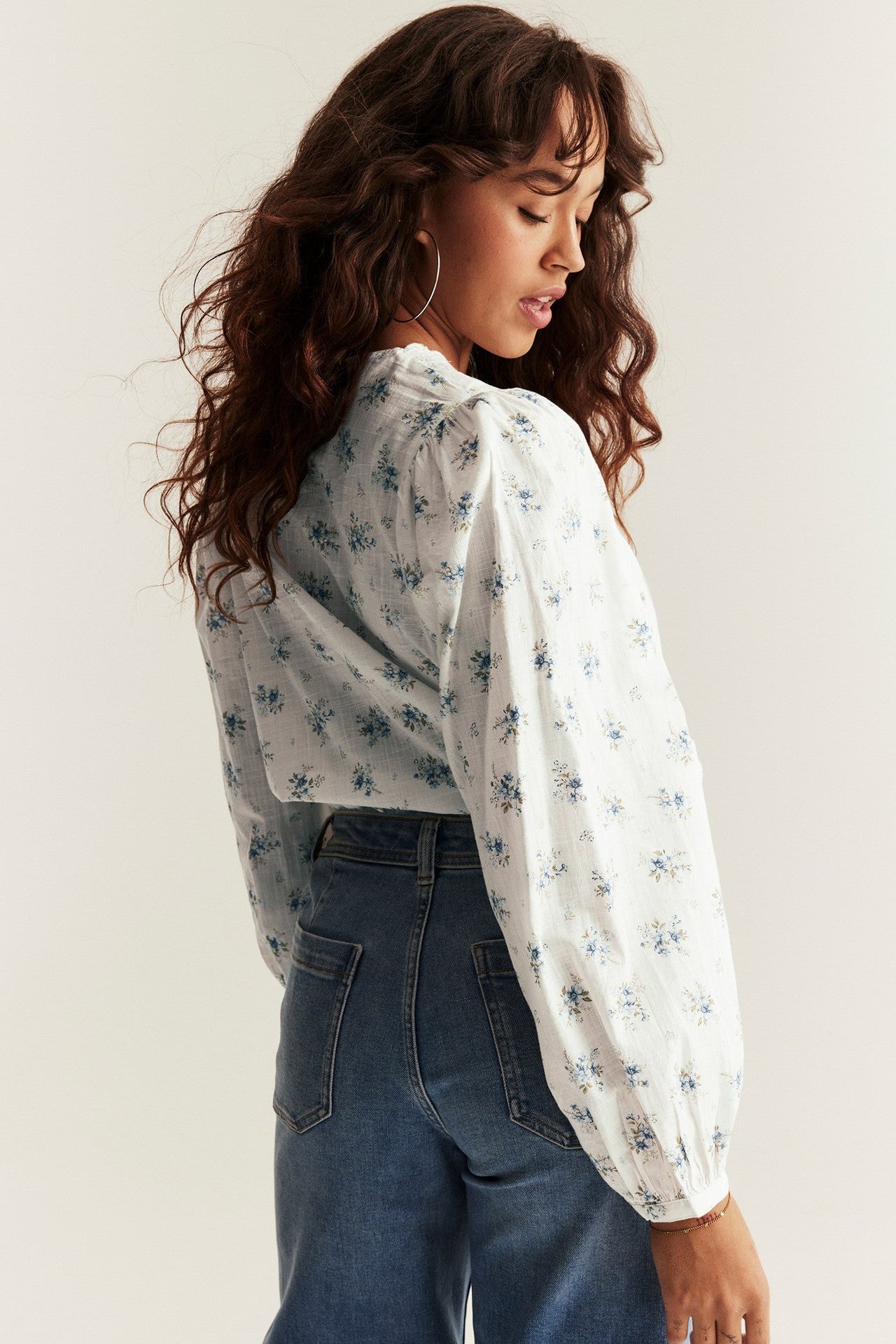 Women's white floral blouse
