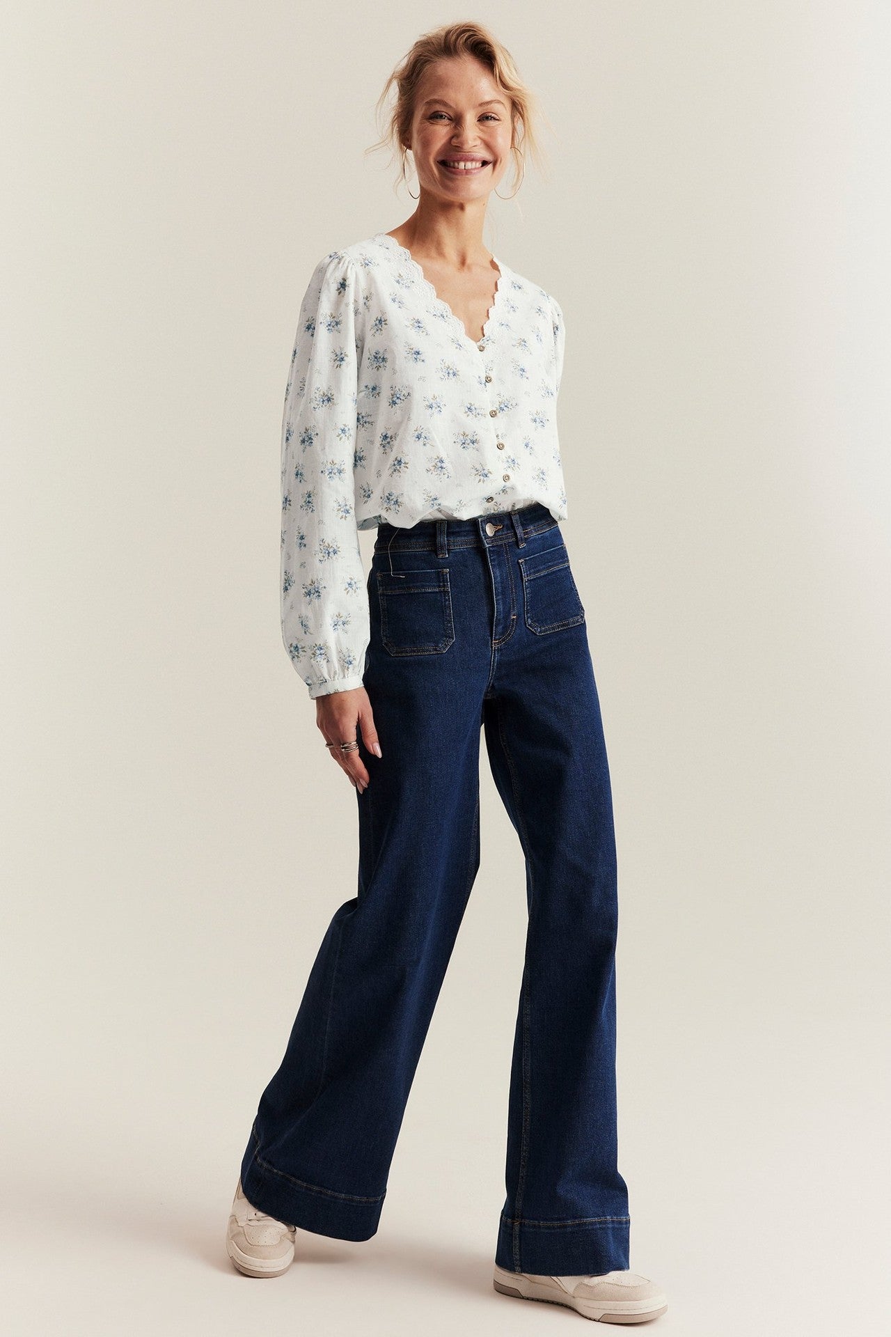 Women's white floral blouse