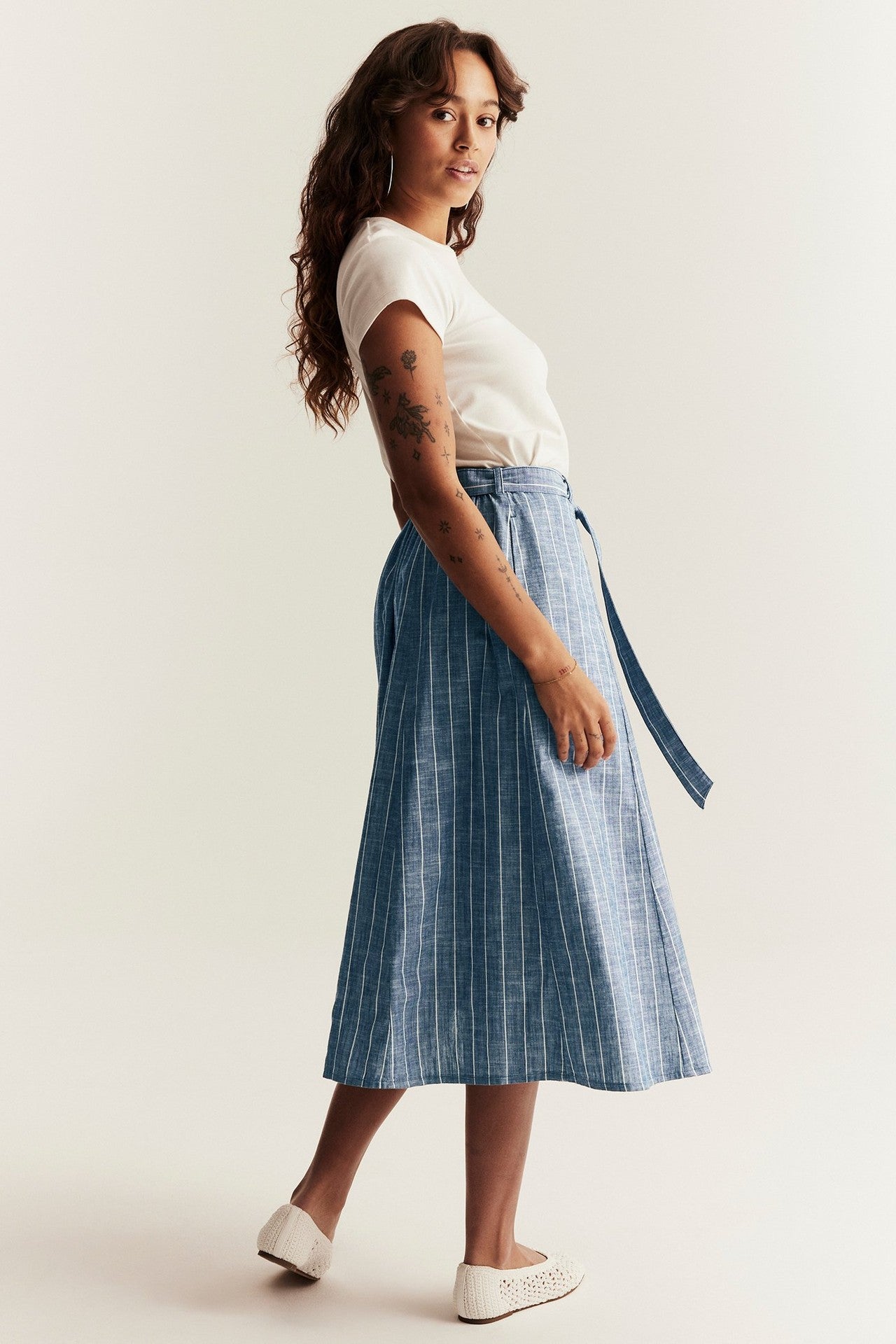 Women's blue striped skirt