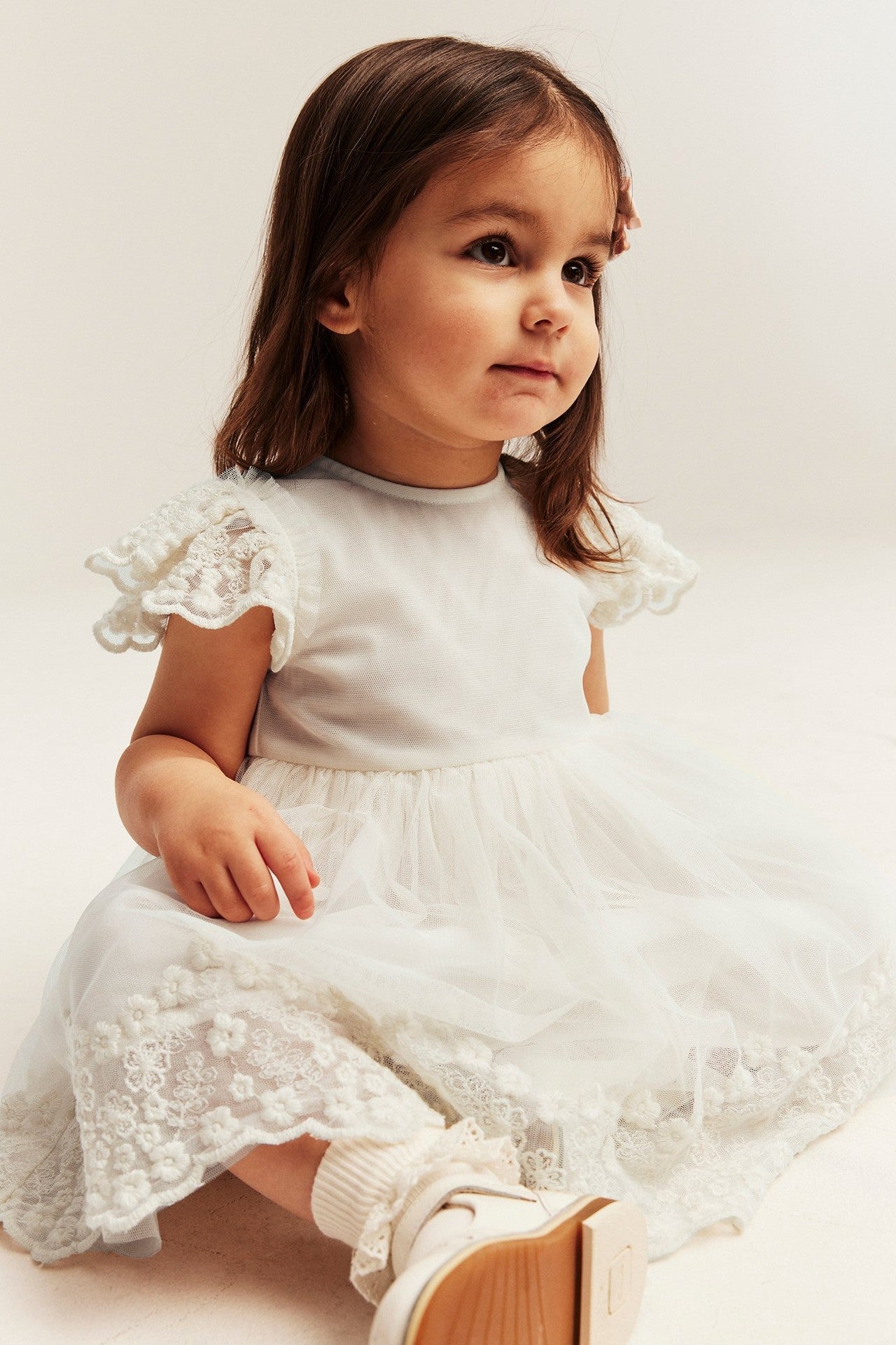 Baby & Kids white mesh dress with embroidery