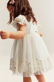 Baby & Kids white mesh dress with embroidery