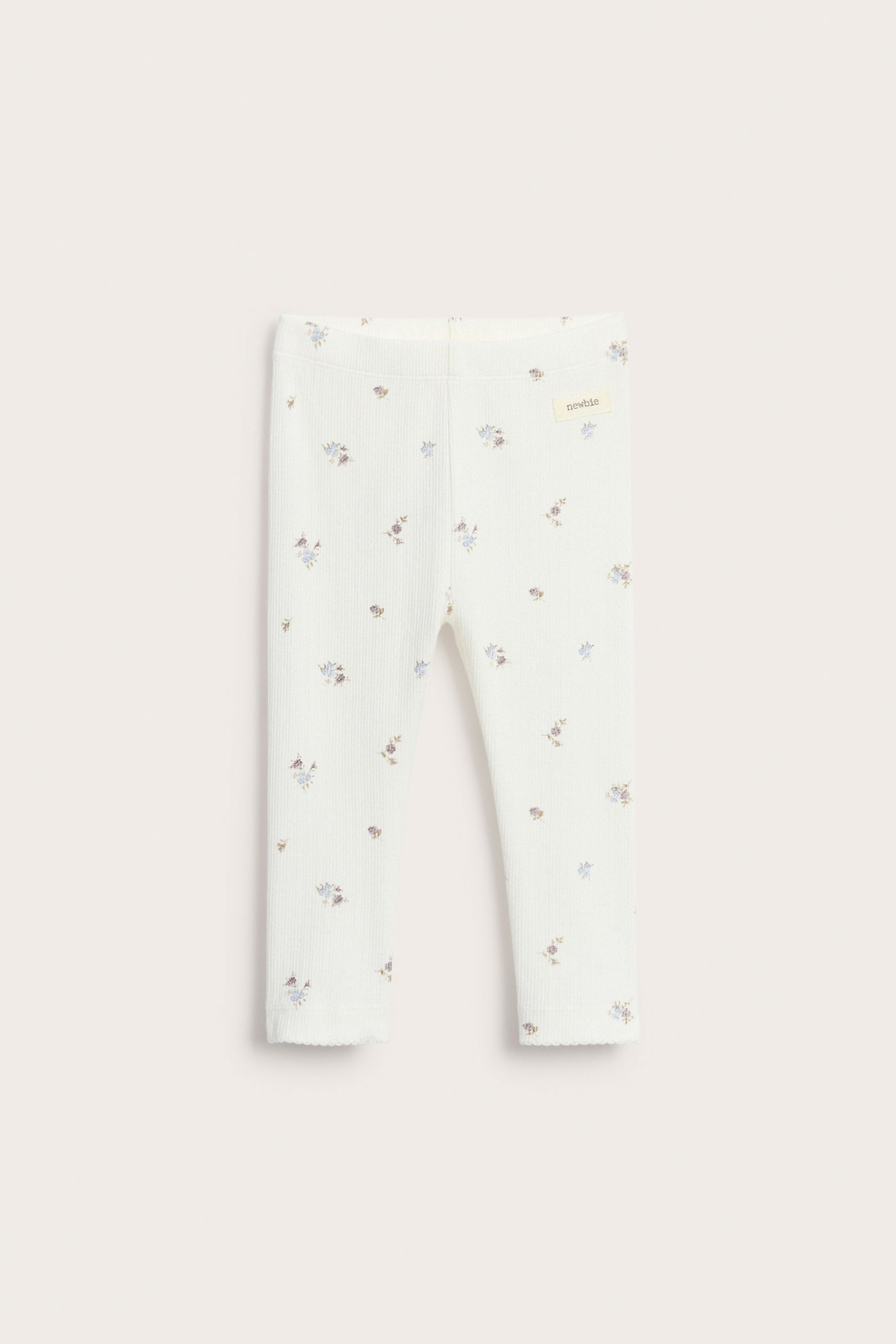 Baby white floral ribbed leggings