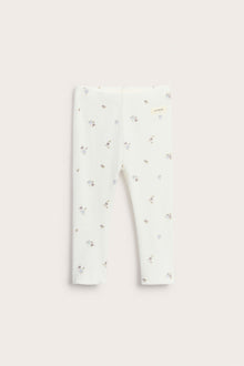 Baby white floral ribbed leggings