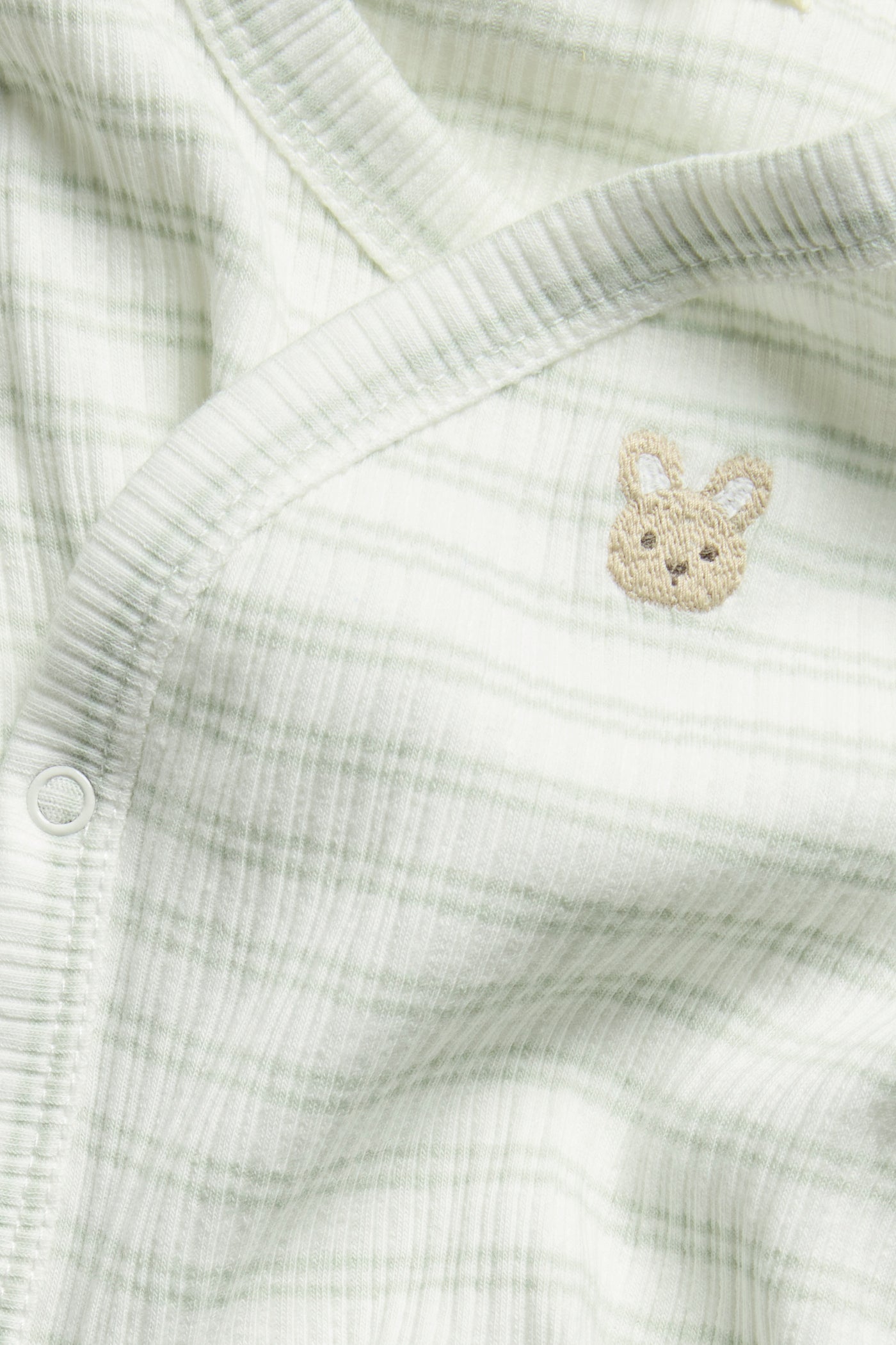 Baby green striped wrap bodysuit with rabbit
