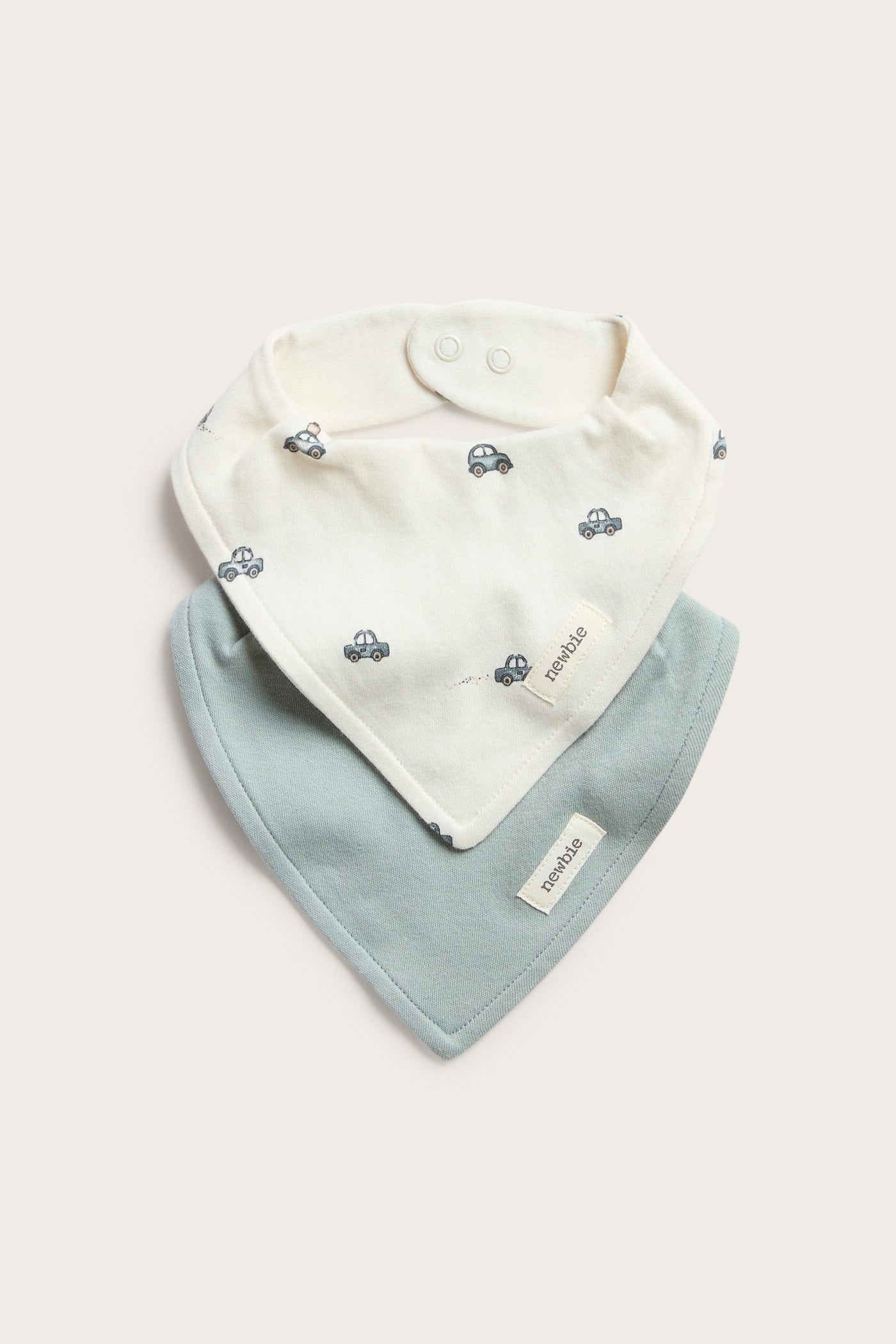 Baby white/blue car bibs 2-pack