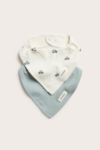 Baby white/blue car bibs 2-pack