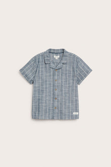 Kids blue striped woven shirt