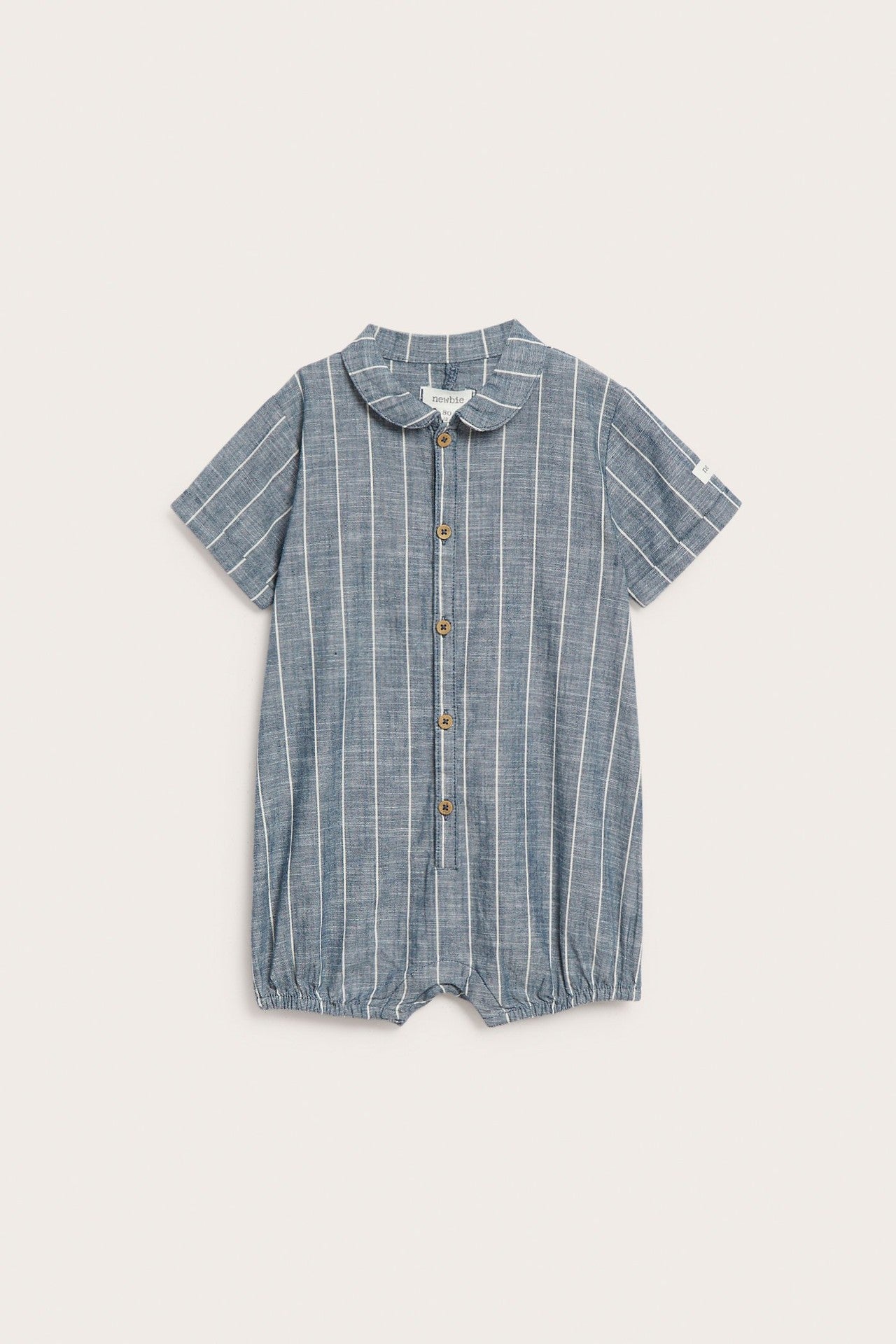 Baby blue striped woven romper