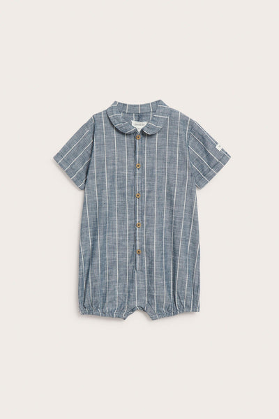 Baby blue striped woven romper