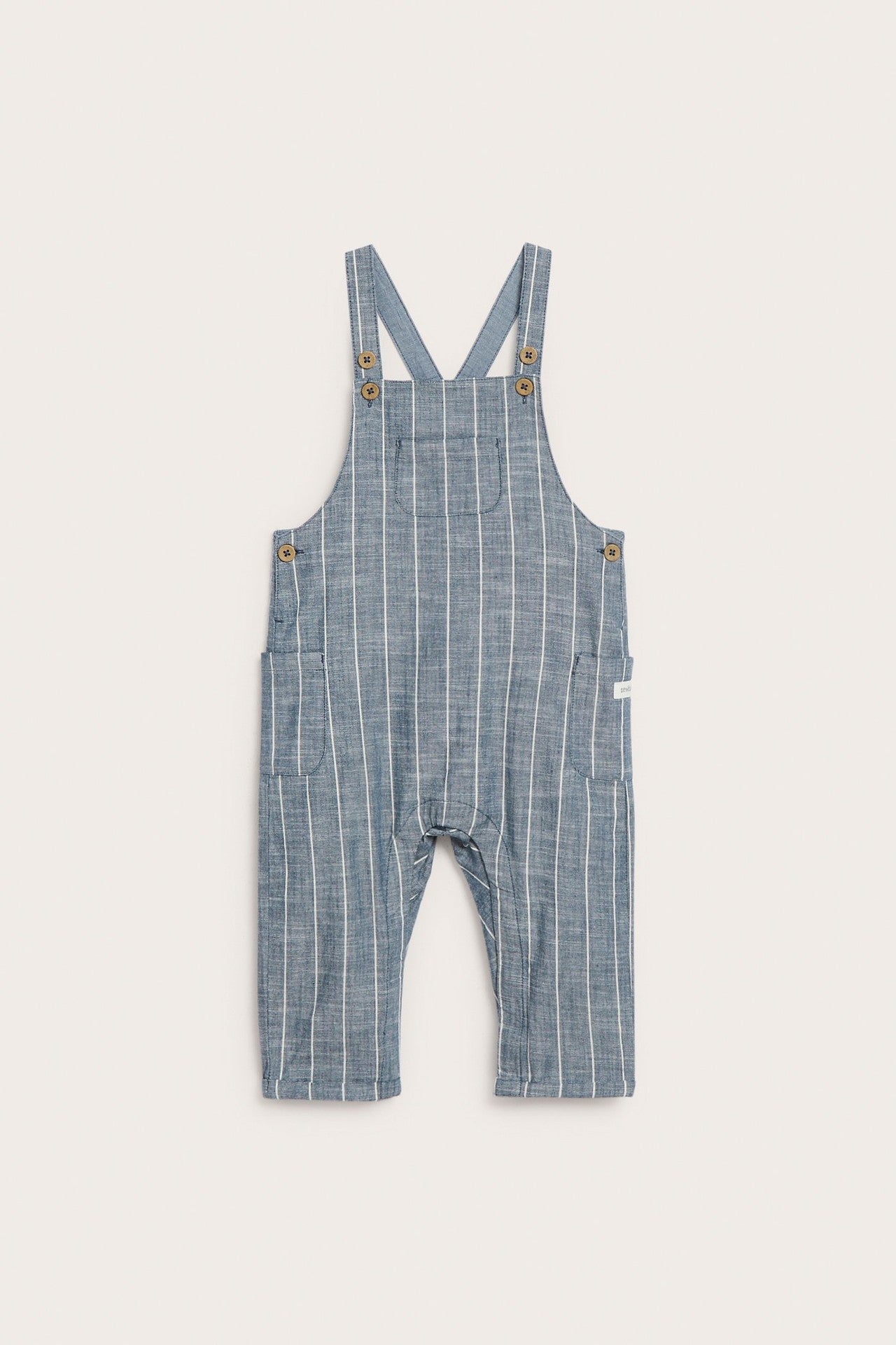 Baby blue striped woven dungarees