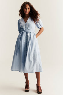 Women's blue embroidered dress