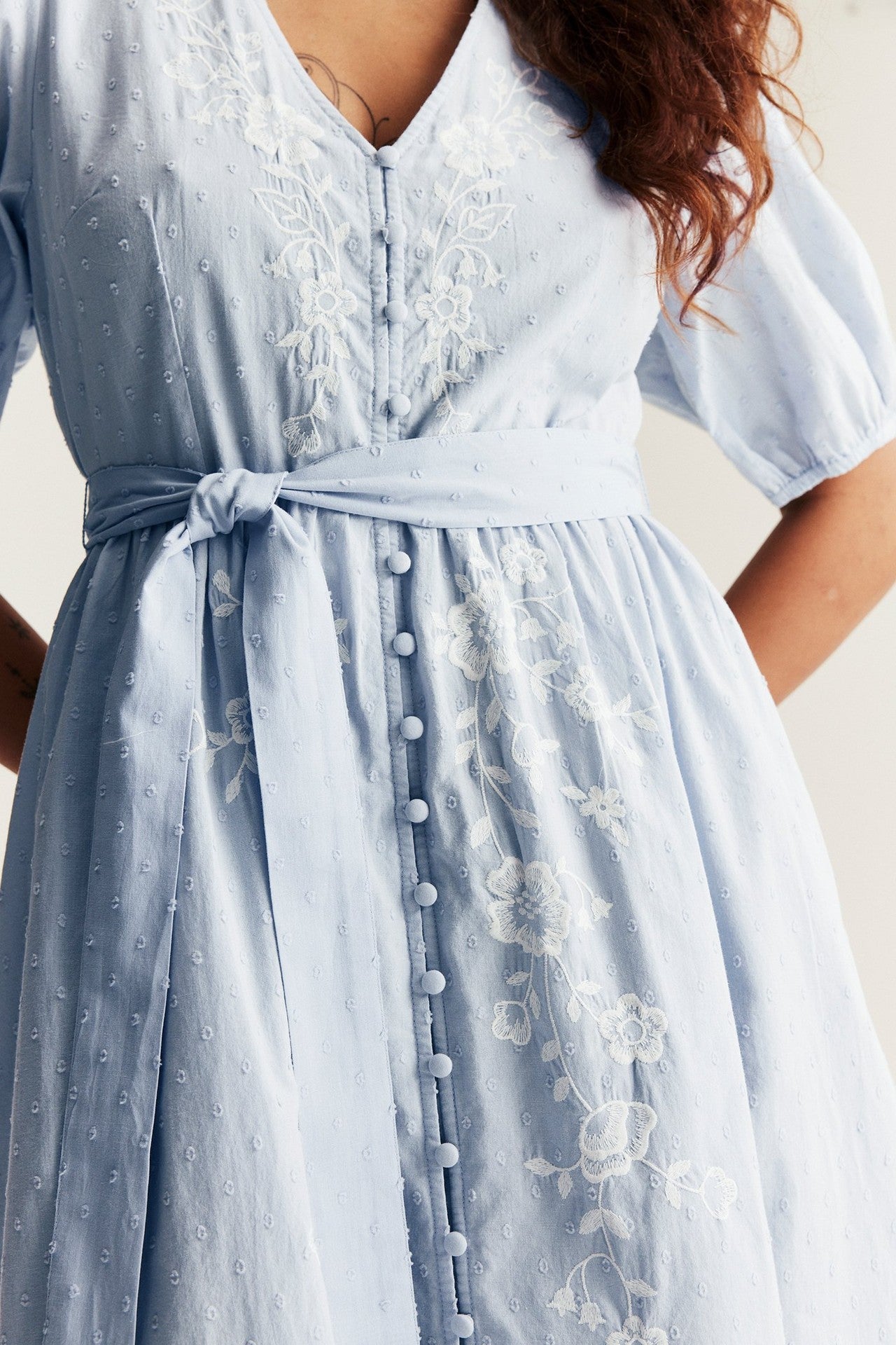 Women's blue embroidered dress