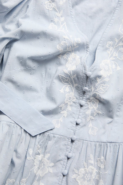 Women's blue embroidered dress