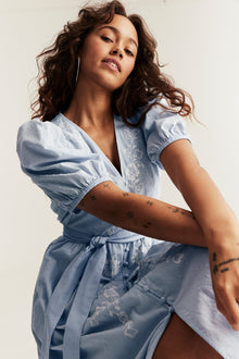 Women's blue embroidered dress