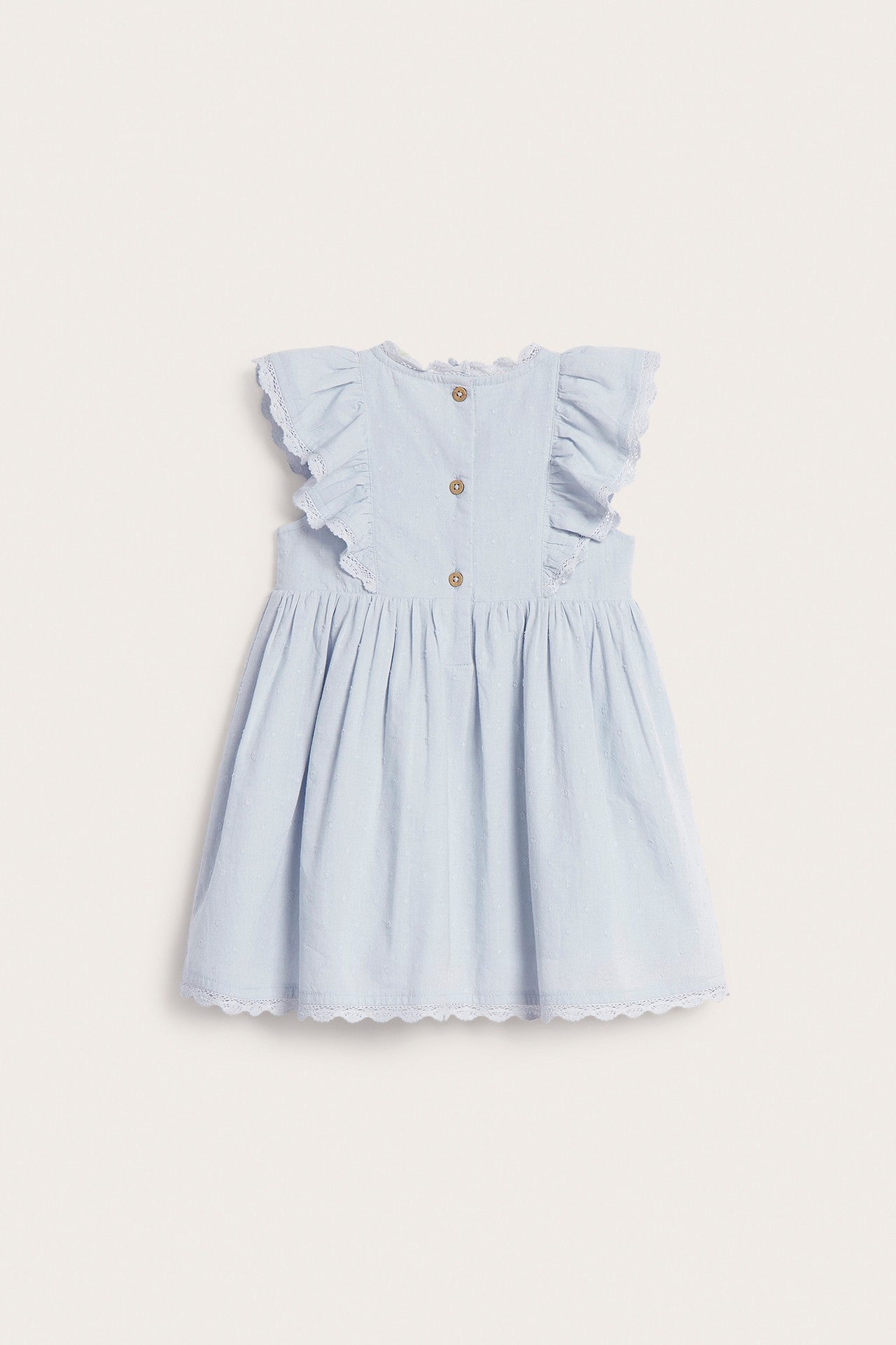 Baby blue dress with floral embroidery