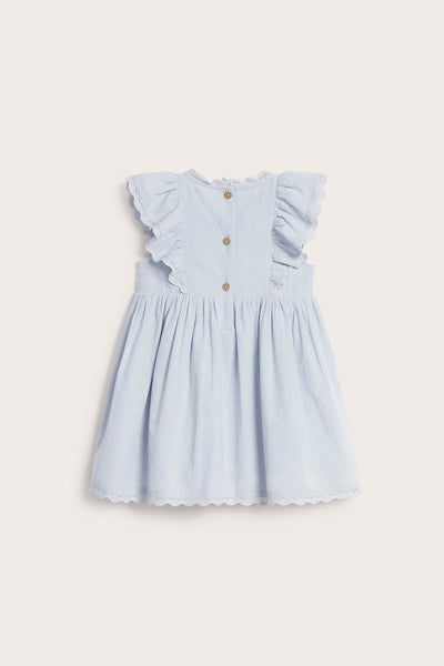 Baby blue dress with floral embroidery