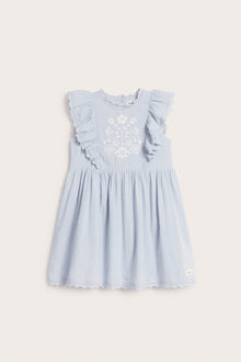 Kids blue short-sleeve frilled dress