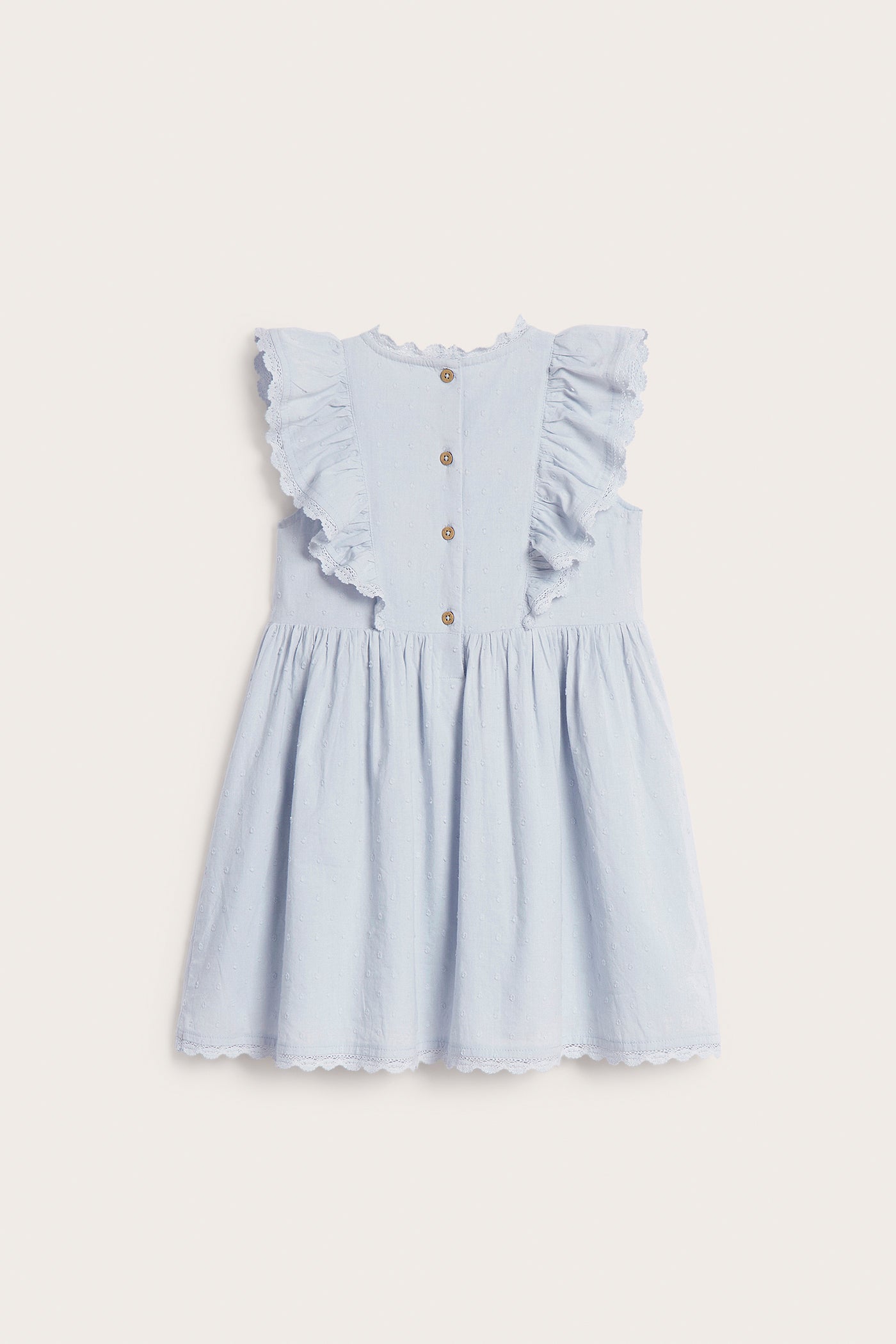 Kids blue short-sleeve frilled dress