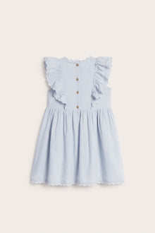Kids blue short-sleeve frilled dress