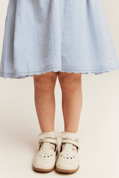 Kids blue short-sleeve frilled dress