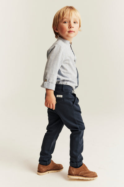 Kids blue trousers with button fastening