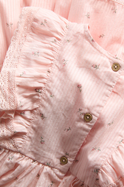 Kids pink floral frilled dress