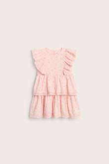 Kids pink floral frilled dress