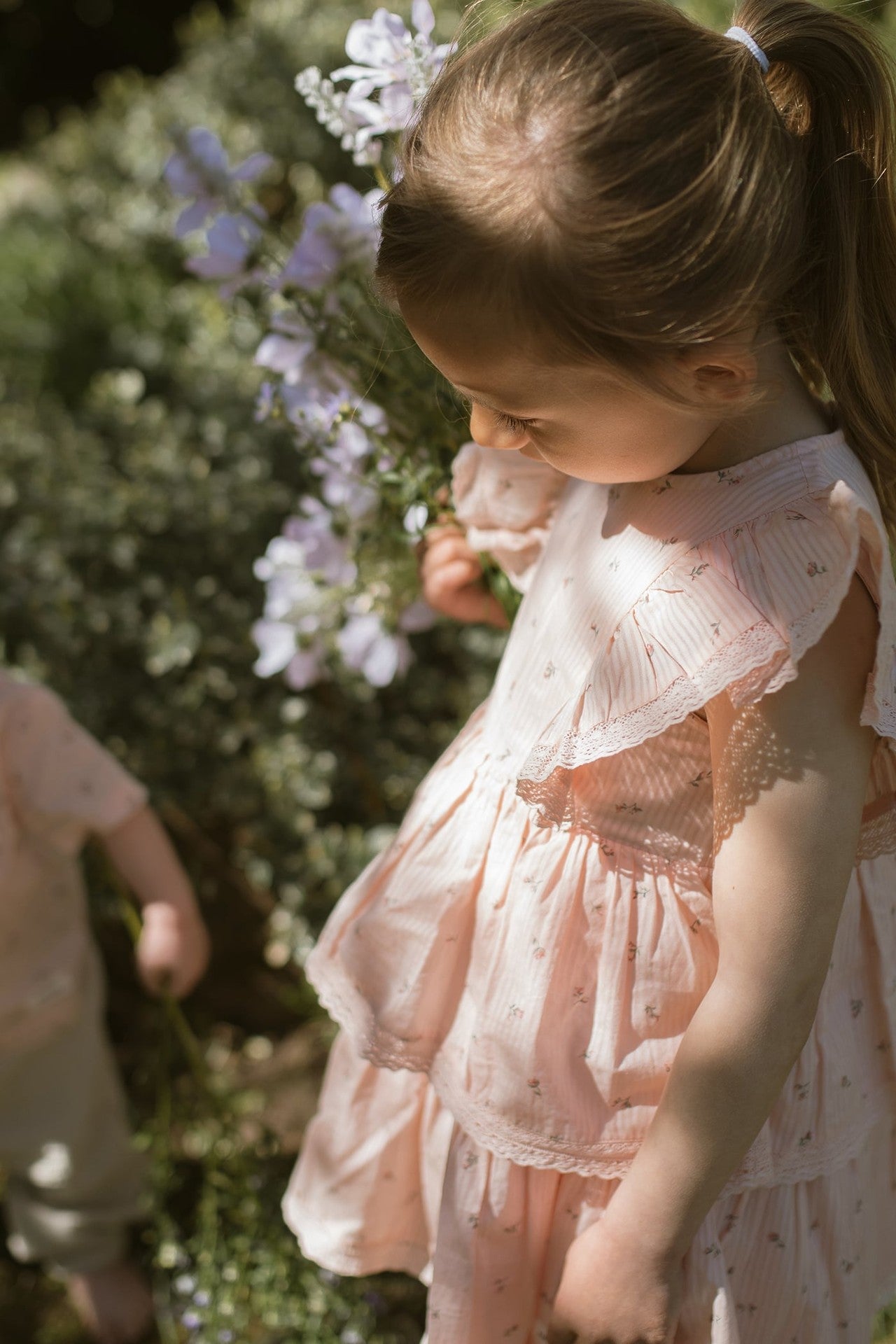 Kids pink floral frilled dress