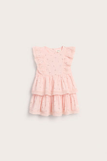 Baby pink floral dress with frill