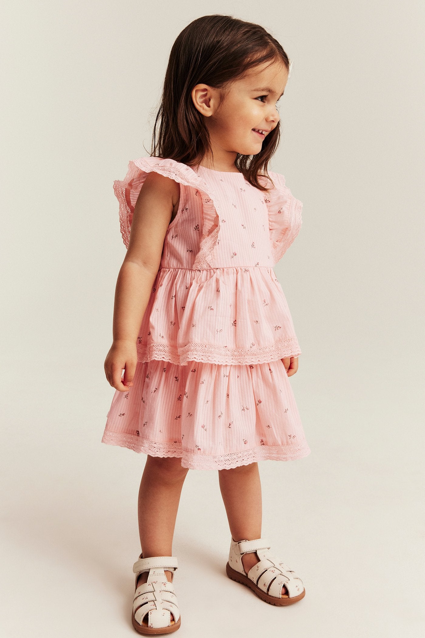 Baby pink floral dress with frill
