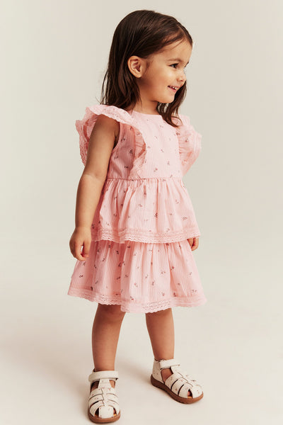 Baby pink floral dress with frill