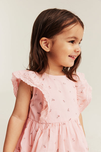 Baby pink floral dress with frill
