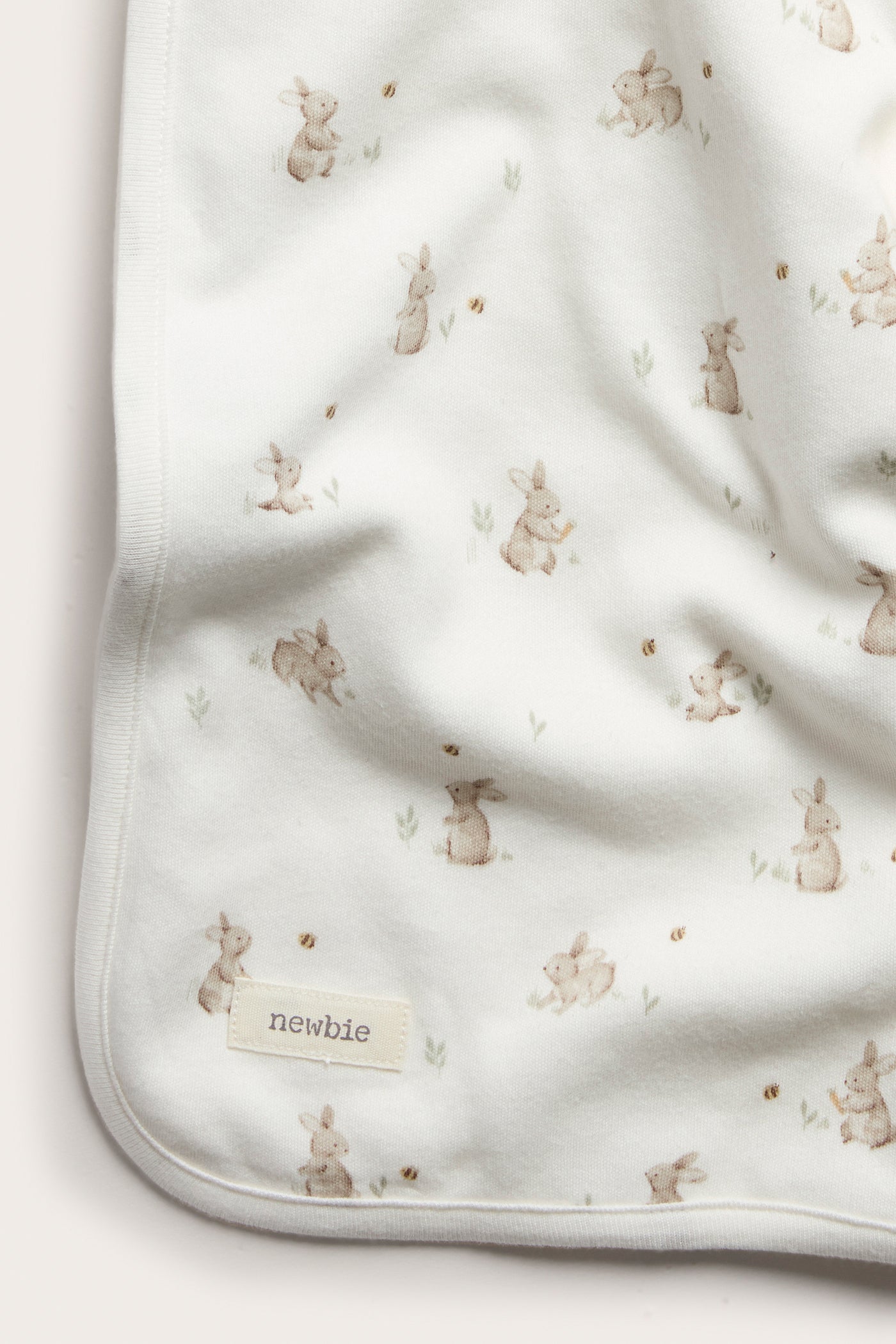 Baby white blanket with bunny print