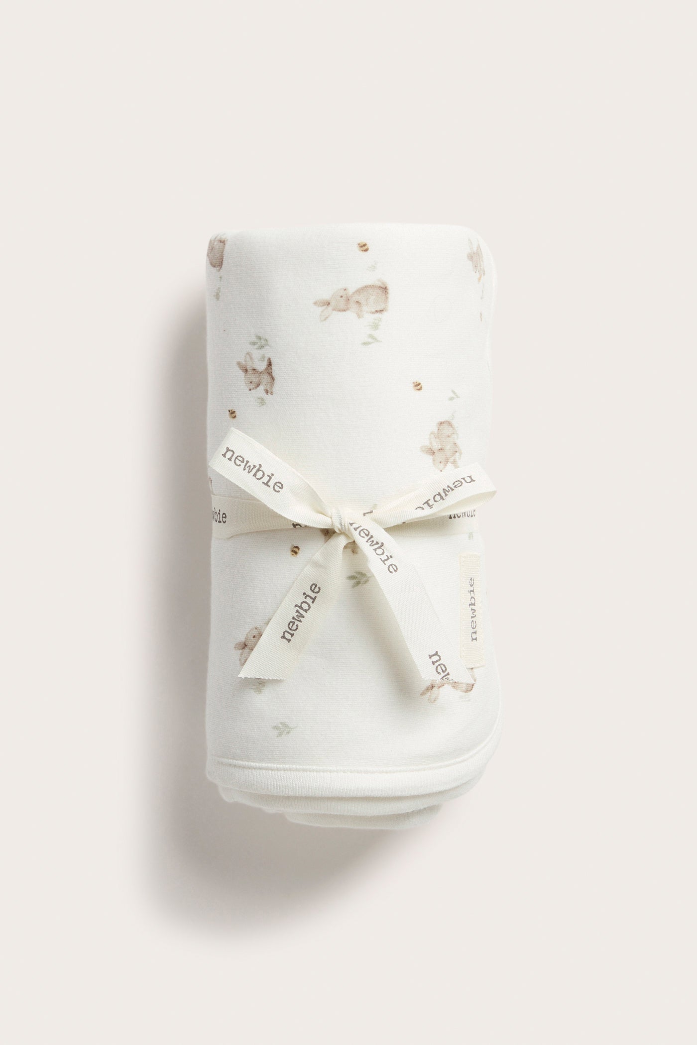 Baby white blanket with bunny print