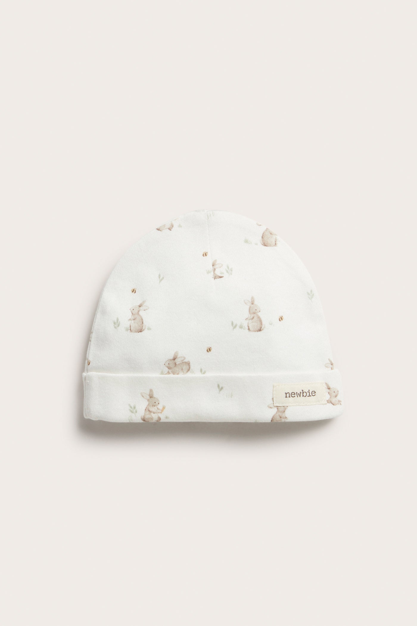 Baby white hat with bunny print