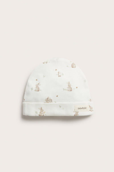 Baby white hat with bunny print