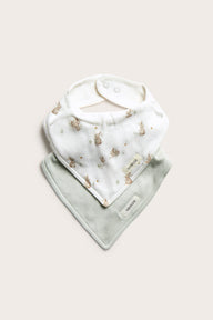 Baby white bibs with bunny print 2-pack