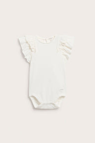 Baby white bodysuit with frills