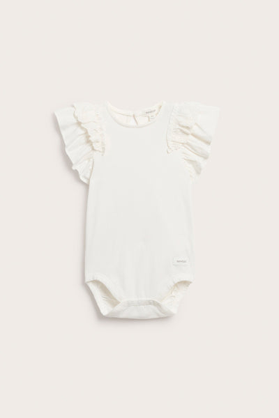 Baby white bodysuit with frills