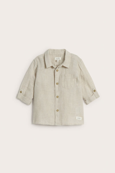 Baby beige linen shirt with collar