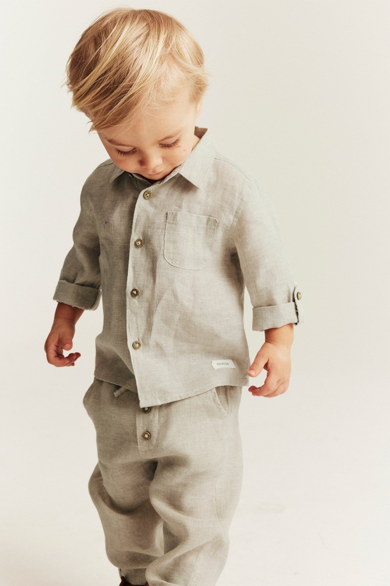 Baby beige linen shirt with collar