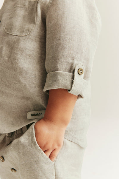 Baby beige linen shirt with collar