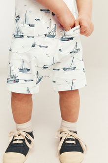 Baby sailing-themed romper in slub tricot